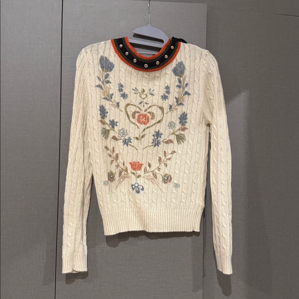RED Valentino Cream and Orange Knit Sweater